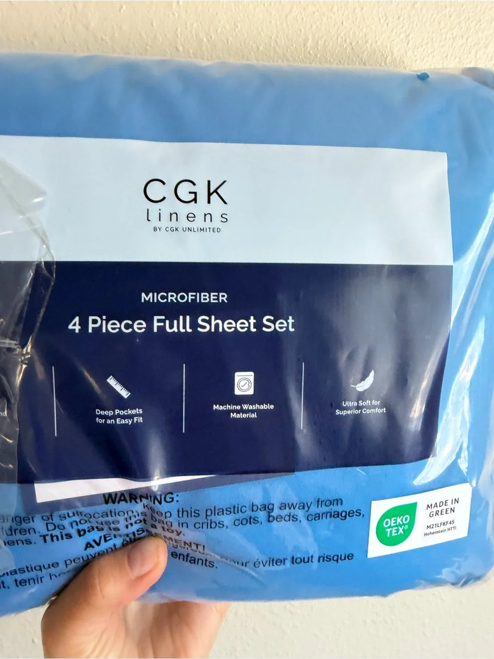 GK Linens Blue Microfiber 4-Piece Full Sheet Set